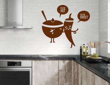 SUDARSHAN STICKER 54 cm "Hot & Sweet " decorative kitchen wall sticker size:-54cmx60cm Self Adhesive Sticker