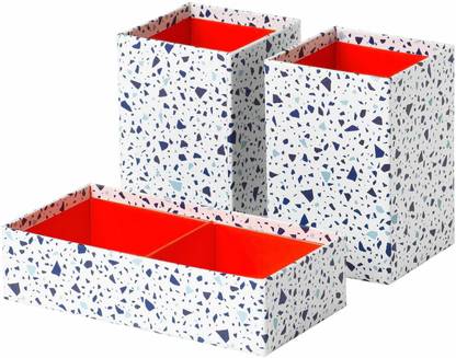 IKEA Box - Set of 3 (Red Mosaic Patterned) Storage Box