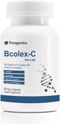 Trexgenics Bcolex-C One-a-day Complete B-Complex, Vit.C & Inositol (60 Vcaps)