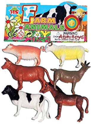 Partyhut Farm Animals Toy Realistic Farm Animal Model Action Figure (Pack of 6)
