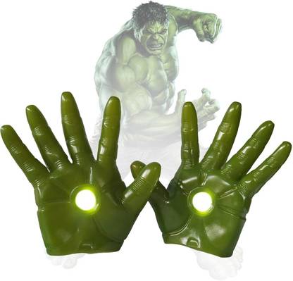 IndusBay Mighty Hulk Hand Gloves with Light - Soft PVC Action Figure Gloves Free size for kids