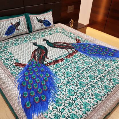 ADHARVE TRADING Cotton Double Flat 144 TC Jaipuri Prints Bedsheet