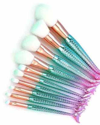 Sixplus Colorful Fish Makeup Brushes Set of 10 (Green)