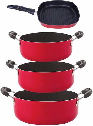 NIRLON Dishwasher Safe Non-Stick Coated Aluminium Kitchenware Set with Bakelite Handle Non-Stick Coated Cookware Set