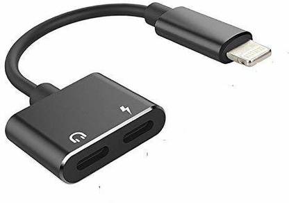DawnRays Black 2-in-1 Splitter Adapter Double 8 Pin ports for Audio and Charging Adapter Calling Features And Music Control (Compatible IOS 10.3, IOS 11 and Later) Phone Converter