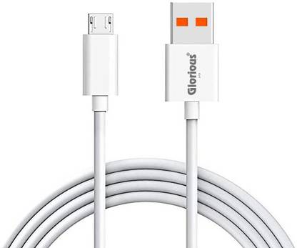 GLORIOUS Micro USB Cable 2 m 2.4A Fast Charging 1 Micro USB Cable 2 m each for Quick Charging 2.1 A and Data Sync and Transfer Perfect for Android Phones ( Pack of 1 cable, 2 m )