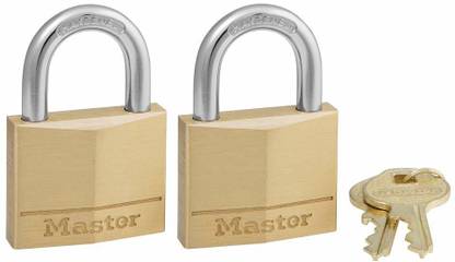 Master Lock Padlock, Solid Brass Lock, 1-9/16 in. Wide, 140T (Pack of 2 Padlock