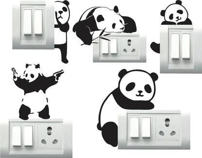 VCREATE DECOR 30 cm Panda Switch Board Removable Sticker