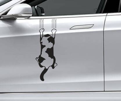 SUDARSHAN STICKER 15 cm Cat - B Sides, Windows, Bumper, Hood Car Sticker - Size 15 Cm X 5 Cm Self Adhesive Sticker