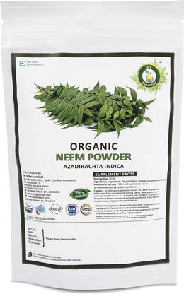 R V Essential Organic Neem Powder- Azadirachta Indica Neem Leaf Powder For Tooth USDA Certified