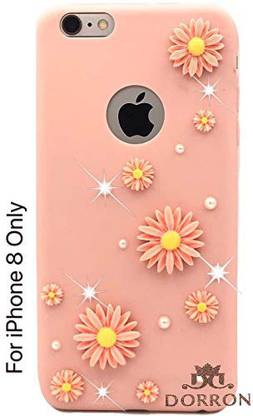 DORRON Back Cover for Apple iPhone 8, iPhone8, Soft Silicone 3D Pearl Flower Case for Girls and Ladies