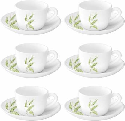 BOROSIL Pack of 12 Opalware Breeze Cup and Saucer Set