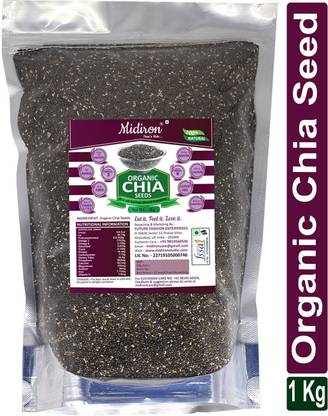 Midiron Raw Chia seed for Weight Loss, High in Proteins & Calcium 1 Kg Chia Seeds