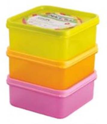NAYASA 3 Pcs Set Superplast Vital Square Plastic Lunch Box, 1500 ml 3 Containers Lunch Box