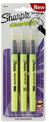 Sharpie Clear View Highlighter Stick, Yellow, 3/Pack (1950745)