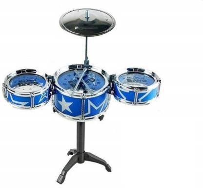 TOYMAN Mini Jazz Drum set with 3 Tom Tom drums (Blue)