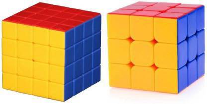 M-Alive Challenge Stickerless Magic Cube Puzzle Combo(3x3x3 & 4x4x4x4) (2 Pieces)