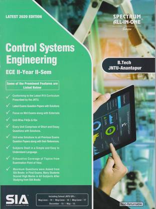 Control Systems Engineering B.Tech II-Year II-Sem (ECE) (JNTU-Anantapur) Latest 2020 Edition