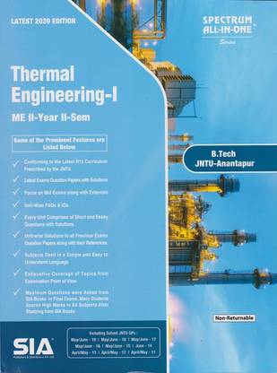 Thermal Engineering-I B.Tech II-Year II-Sem (Mechanical Engineering) (JNTU-Anantapur) Latest 2020 Edition