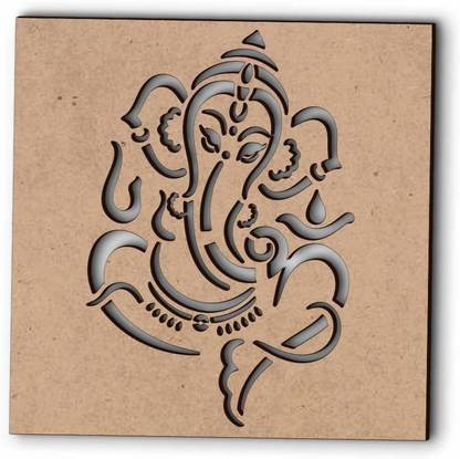 Psychedelic Collection DIY Ganesh Design Diwali Rangoli Wood Stencil for Art & Craft, 8 x 8 Inches Rangoli Stencil