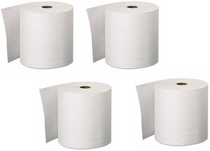 Sheenuu White Plain Toilet Tissue Paper Roll (Pack Of 4) Toilet Paper Roll