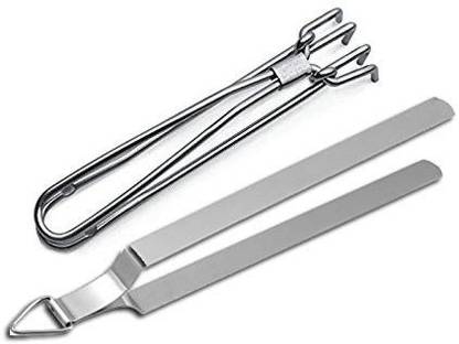 Dynore Stainless Steel Chapati Roti Chimta with Pakkad Utensil Holder. Stainless Steel Chapati Roti Chimta with Pakkad Utensil Holder. 28 cm Utility Tong Set