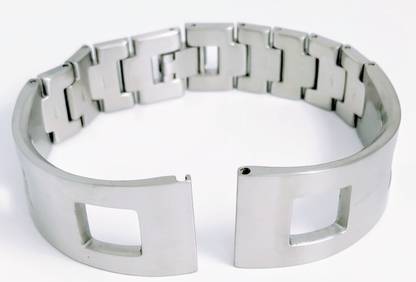 uberjewels Men's Stainless Steel Straight End, Solid Metal Link Bracelet Watch Band 18 mm Stainless Steel Watch Strap
