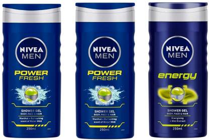 NIVEA MEN POWER REFRESH , ENERGY (250 ML) (PACK OF 3) SHOWER GEL #114