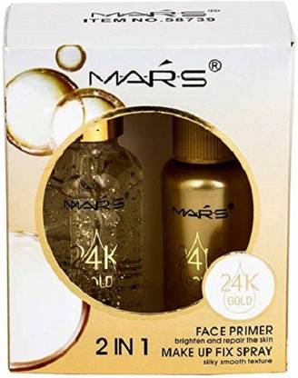 MARS 2 in 1 24 K Gold Primer and Makeup Setting Spray Primer - 65 ml (Transparent)