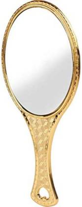 Garden of arts Golden Handheld Salon Barbers Hairdressers Oval Mirror with Grip Handle