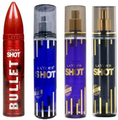 LAYER'R 1SHOT ICONIC DEODORANT 135 ML+1 SHOT DYNAMIC DEODORANT 135 ML+1SHOT DEEP DESIRE STALLION DEODORANT 135 ML +1 SHOT BULLET AMMO DEODORANT 135 ML Body Spray  -  For Men & Women