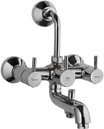 Jaquar Wall Mixer 3-in-1 System with Provision for both Hand Shower and Overhead Shower Complete with 115mm Long Bend Pipe, Connecting Legs & Wall Flange (without Hand & Overhead Shower) (Florentine) Mixer Faucet