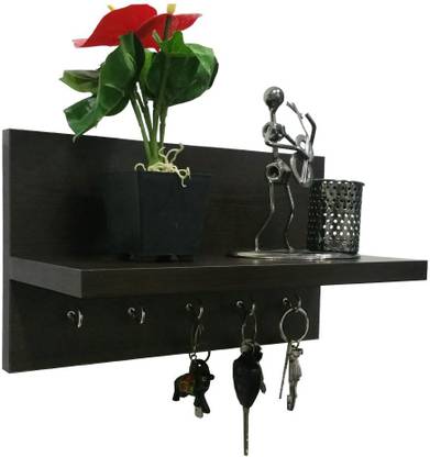 Hubwooden GOOD Key Hanger MDF (Medium Density Fiber) Wall Shelf (Number of Shelves - 1, BLACK ) Wood Key Holder