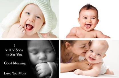 Set of 4 Cute Baby Combo Posters | Smiling Baby Poster | Poster for Pregnant Women | HD Baby Wall Poster for Room Decor Code 56 Fine Art Print