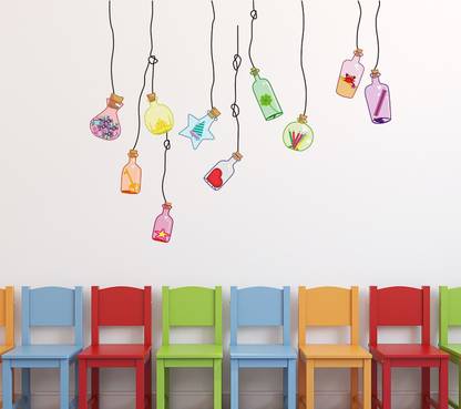 Tuffuk 110 cm Bottle Hangers | Wall Stickers | PVC Vinyl | Non-Reusable Sticker | Self Adhesive Sticker