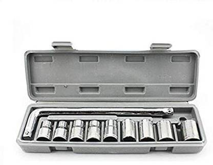 MANDIR D-118 10 Pcs Stainless Steel Socket Wrench Spanner Set Automobile Repair Tool Box Precision Sleeve Wrench Combination Hand Tool Socket Set Heavy Socket Motorcycle Box Single Sided Socket Wrench