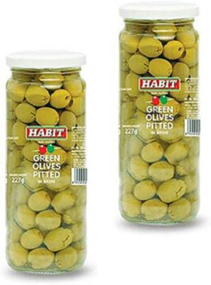HABIT Green Pitted Olives, 430g Pack of Pack of 2 Olives