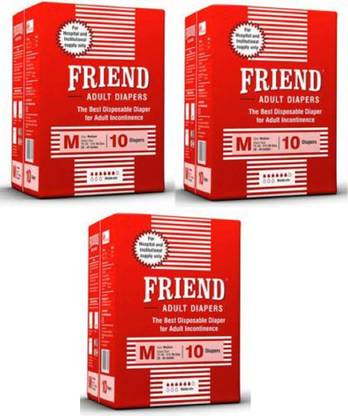 Friend HOSPITAL Adult Diapers - M (30 Pieces)- Medium (Pack of 3) Adult Diapers - M (30 Pieces) Adult Diapers - M