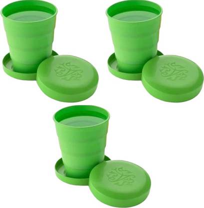 Ecodex (Pack of 3) Unbreakable Magic Cup/Folding Glass/Pocket Glass for Traveling/Picnic Glass set of 3 Glass Set Water/Juice Glass