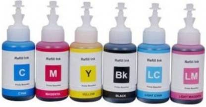 ARK Refill Ink For Epson L800 Ink Tank Printer - 6 Colors - 70 ML Each Bottle Multi Color Ink Black + Tri Color Combo Black + Tri Color Combo Pack Ink Bottle