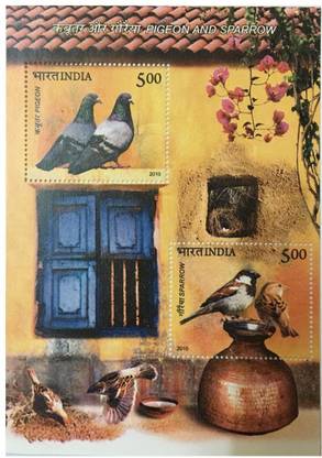 Phila Hub 2010-PIGEON AND SPARROW MINIATURE SHEET MNH Stamps