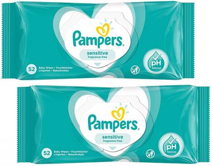 Pampers Sensitive Fragrance Free Baby Wipes 52's Pack Of 2 Price in