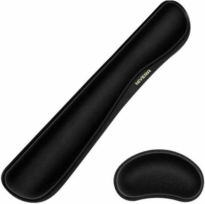 nivera Comfortable Memory Foam Set Keyboard Wrist Rest Pad, Mouse Wrist Rest Cushion Support for Easy Typing, Wrist Pain Relief, Office Desk, Gaming, Computer Laptop - Black Memory Foam for Keyboard & Mouse Wrist Rest