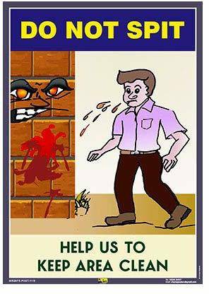 Mr. SAFE Do Not Spit Help Us To Keep Area Clean In In Eco Vinyl Sticker - Self Adhesive (12 Inch X 8 Inch) Emergency Sign