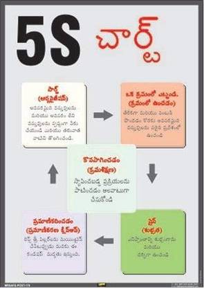 Mr. SAFE 5S Chart In Telugu In PVC Sticker A4 (8 Inch X 12 Inch) Emergency Sign