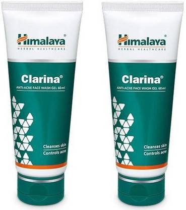 HIMALAYA pack of 2 Clarina ANTI-ACNE FACE WASH GEL Cleanses skin, controls acne face wash 60 ml Face Wash