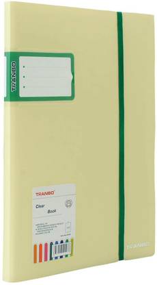 TRANBO Plastic Plastic Cover Presentation Display File Folder, 60 Pockets, A4 Size, Yellow, Pack of 1