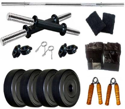 SPIRO 38 kg Home Gym 38Kg. With Straight Rod, Wrist Band, Gym Gloves & Hand Gripper Home Gym Combo