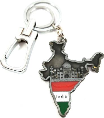 Isk Map of India Metal Key Chain