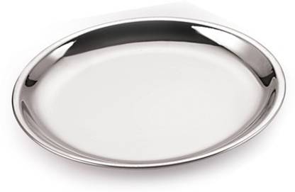 NEELAM Stainless Steel 11 22G Plate China, 25.5 cm, Silver, Set of 12 Dinner Plate